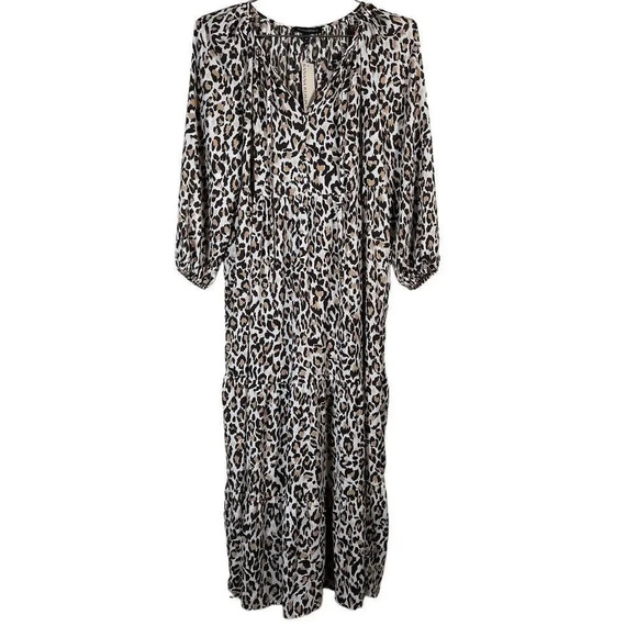 Banana‎ Republic Leopard Full Length Long Sleeve Dress XS Petite - Picture 2 of 9
